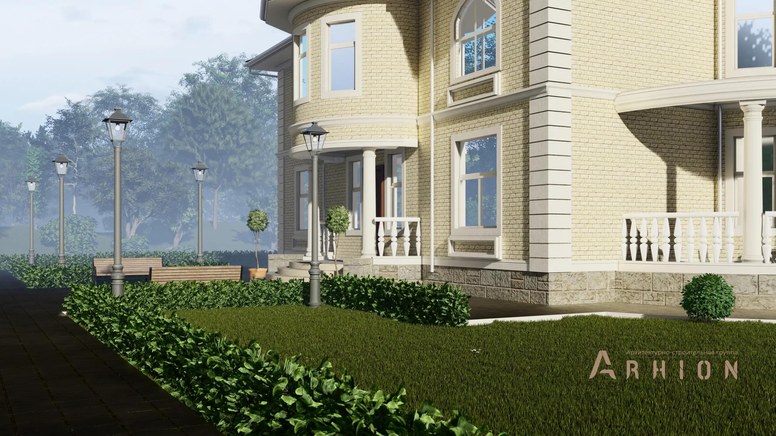 5. Проект двухэтажного дома в современном классическом стиле с четырехскатной, H-1302, площадью - 279 кв c терассой, балконом, эркером